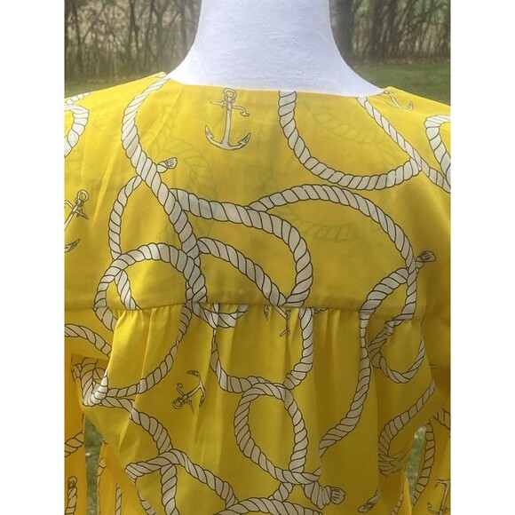 Cabi Reef Knot Women Sz Small Yellow Peplum Blouse Zipper Nautical Sailing - Picture 3 of 16